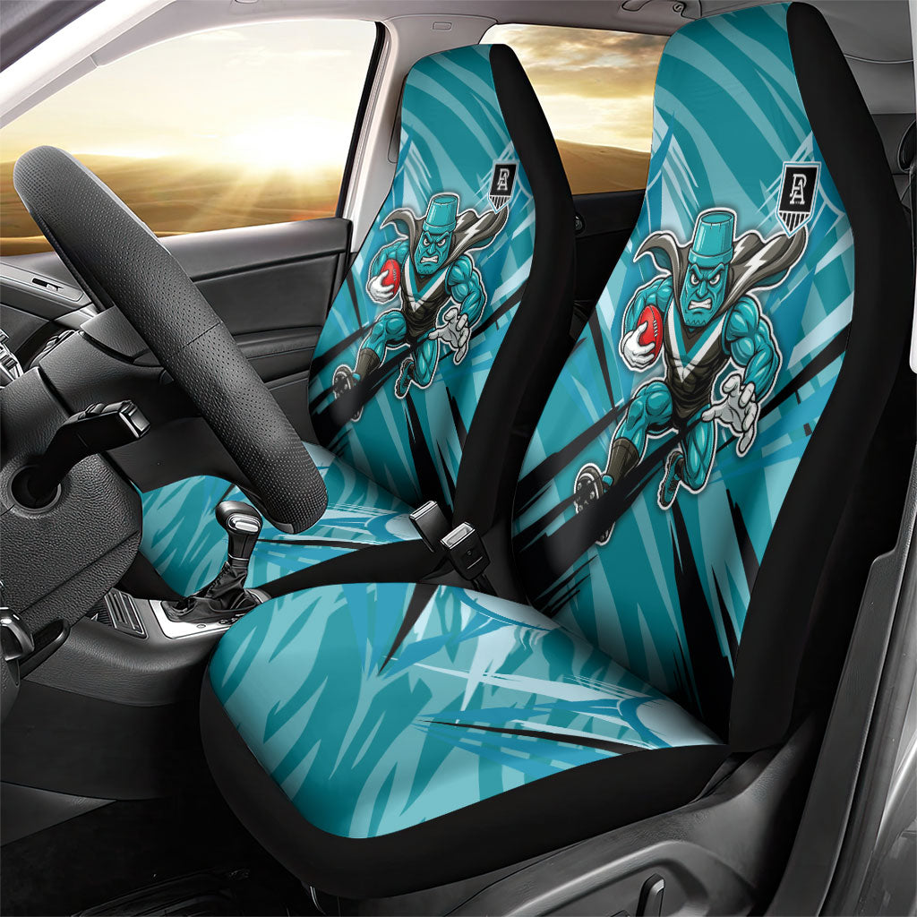 Port Adelaide Power Australian Football Car Seat Cover Powerful Superhero Mascot - Bold Team Colors