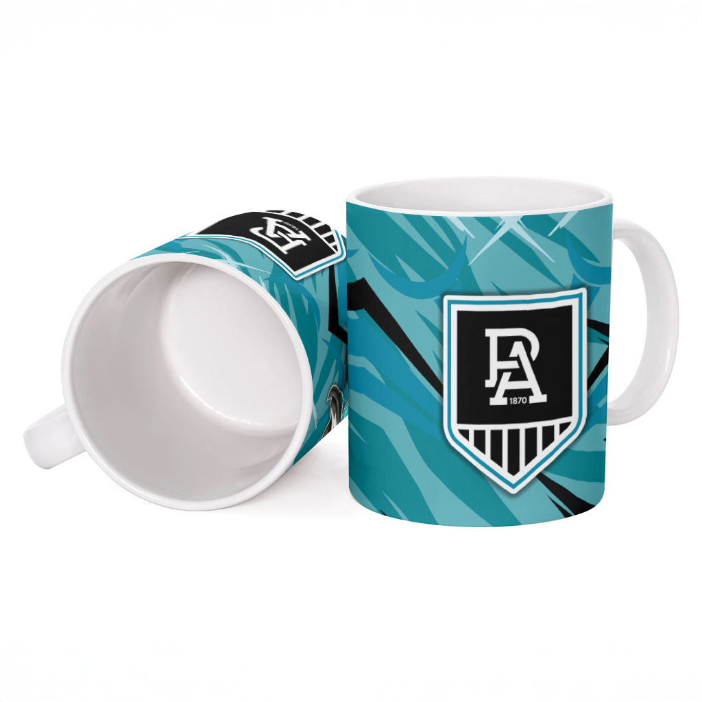 Port Adelaide Power Australian Football Ceramic Mug Powerful Superhero Mascot - Bold Team Colors
