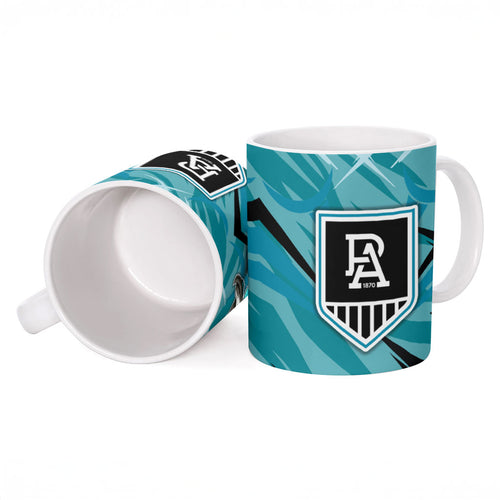 Port Adelaide Power Australian Football Ceramic Mug Powerful Superhero Mascot - Bold Team Colors