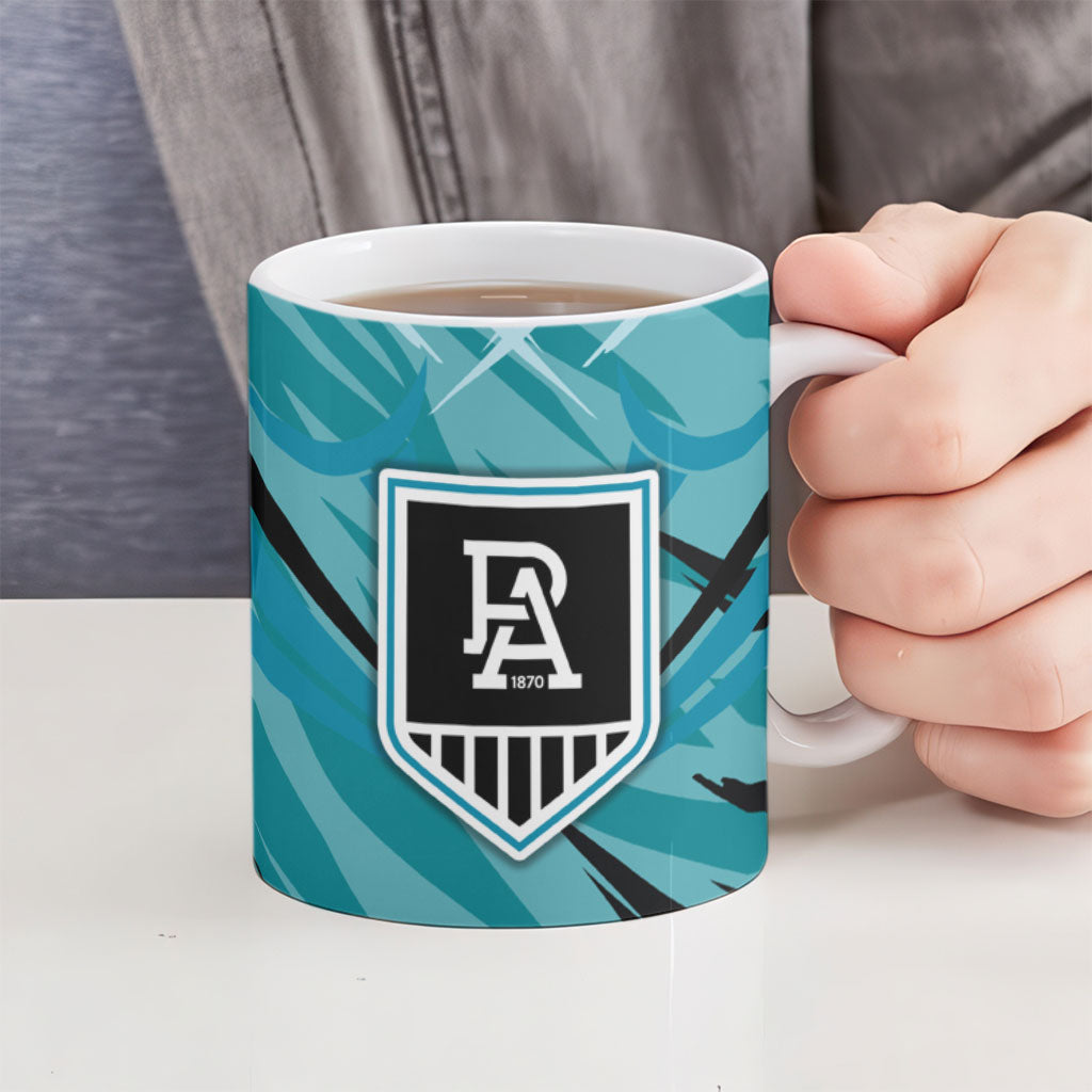 Port Adelaide Power Australian Football Ceramic Mug Powerful Superhero Mascot - Bold Team Colors