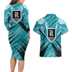 Port Adelaide Power Australian Football Couples Matching Long Sleeve Bodycon Dress and Hawaiian Shirt Powerful Superhero Mascot - Bold Team Colors