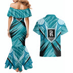 Port Adelaide Power Australian Football Couples Matching Mermaid Dress and Hawaiian Shirt Powerful Superhero Mascot - Bold Team Colors