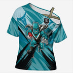 Port Adelaide Power Australian Football Cross Shoulder Shirt Powerful Superhero Mascot - Bold Team Colors