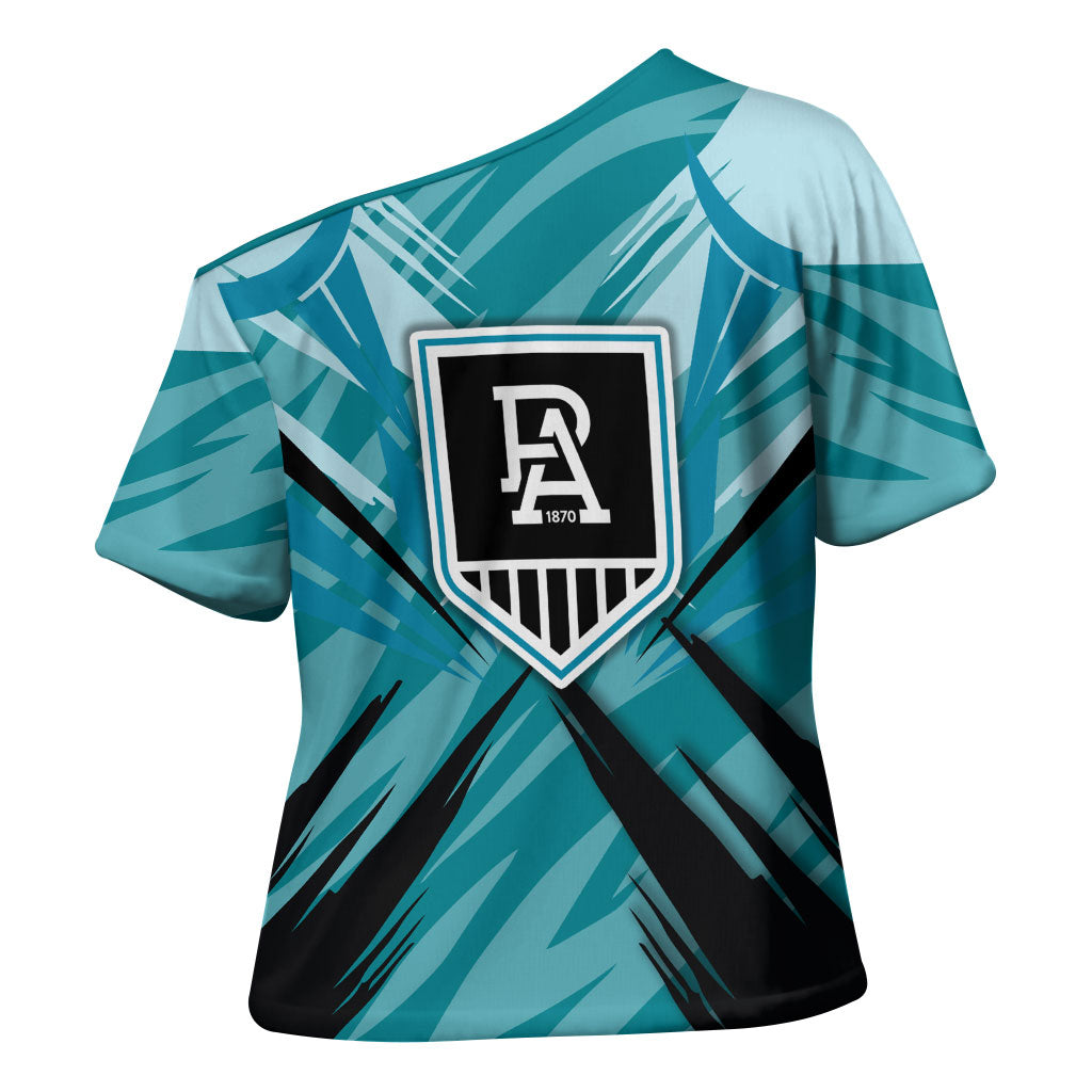 Port Adelaide Power Australian Football Cross Shoulder Shirt Powerful Superhero Mascot - Bold Team Colors