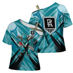 Port Adelaide Power Australian Football Cross Shoulder Shirt Powerful Superhero Mascot - Bold Team Colors