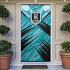 Port Adelaide Power Australian Football Door Cover Powerful Superhero Mascot - Bold Team Colors