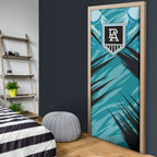 Port Adelaide Power Australian Football Door Cover Powerful Superhero Mascot - Bold Team Colors