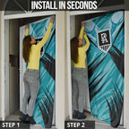 Port Adelaide Power Australian Football Door Cover Powerful Superhero Mascot - Bold Team Colors