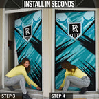 Port Adelaide Power Australian Football Door Cover Powerful Superhero Mascot - Bold Team Colors