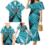 Port Adelaide Power Australian Football Family Matching Mermaid Dress and Hawaiian Shirt Powerful Superhero Mascot - Bold Team Colors