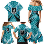 Port Adelaide Power Australian Football Family Matching Mermaid Dress and Hawaiian Shirt Powerful Superhero Mascot - Bold Team Colors