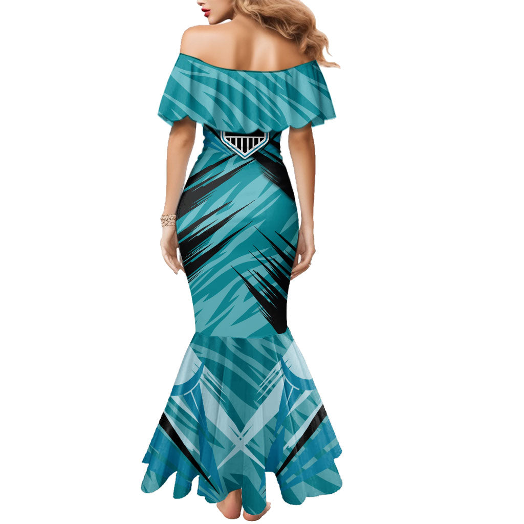 Port Adelaide Power Australian Football Family Matching Mermaid Dress and Hawaiian Shirt Powerful Superhero Mascot - Bold Team Colors
