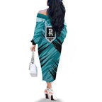 Port Adelaide Power Australian Football Family Matching Off The Shoulder Long Sleeve Dress and Hawaiian Shirt Powerful Superhero Mascot - Bold Team Colors