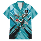 Port Adelaide Power Australian Football Family Matching Off Shoulder Maxi Dress and Hawaiian Shirt Powerful Superhero Mascot - Bold Team Colors