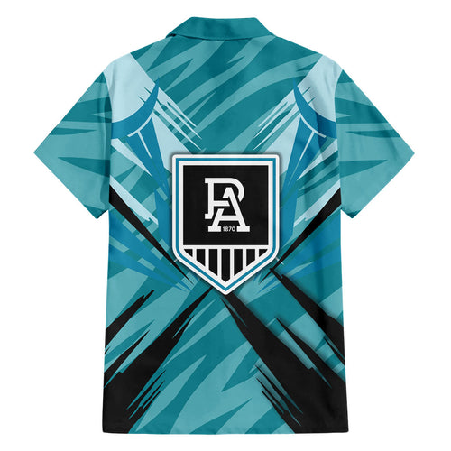 Port Adelaide Power Australian Football Family Matching Off Shoulder Maxi Dress and Hawaiian Shirt Powerful Superhero Mascot - Bold Team Colors
