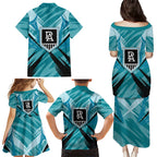 Port Adelaide Power Australian Football Family Matching Puletasi and Hawaiian Shirt Powerful Superhero Mascot - Bold Team Colors