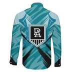 Port Adelaide Power Australian Football Family Matching Short Sleeve Bodycon Dress and Hawaiian Shirt Powerful Superhero Mascot - Bold Team Colors