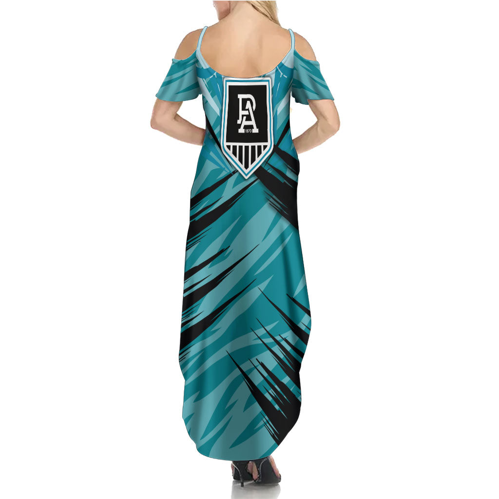 Port Adelaide Power Australian Football Family Matching Summer Maxi Dress and Hawaiian Shirt Powerful Superhero Mascot - Bold Team Colors