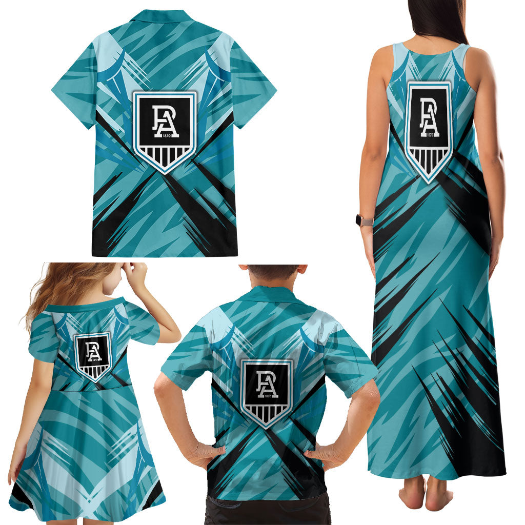 Port Adelaide Power Australian Football Family Matching Tank Maxi Dress and Hawaiian Shirt Powerful Superhero Mascot - Bold Team Colors