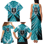 Port Adelaide Power Australian Football Family Matching Tank Maxi Dress and Hawaiian Shirt Powerful Superhero Mascot - Bold Team Colors