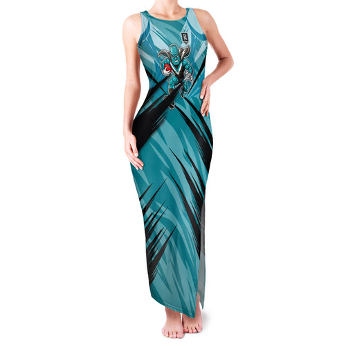 Port Adelaide Power Australian Football Family Matching Tank Maxi Dress and Hawaiian Shirt Powerful Superhero Mascot - Bold Team Colors