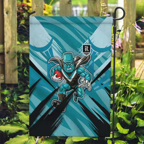 Port Adelaide Power Australian Football Garden Flag Powerful Superhero Mascot - Bold Team Colors