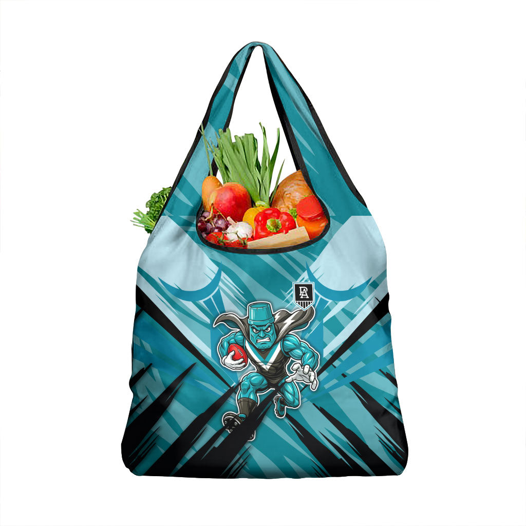 Port Adelaide Power Australian Football Grocery Bag Powerful Superhero Mascot - Bold Team Colors