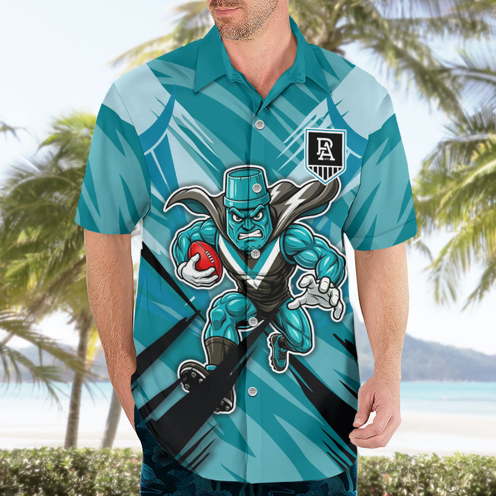 Port Adelaide Power Australian Football Hawaiian Shirt Powerful Superhero Mascot - Bold Team Colors