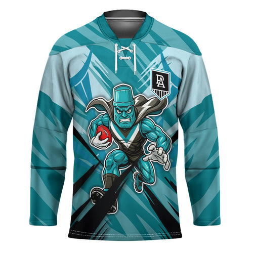 Port Adelaide Power Australian Football Hockey Jersey Powerful Superhero Mascot - Bold Team Colors