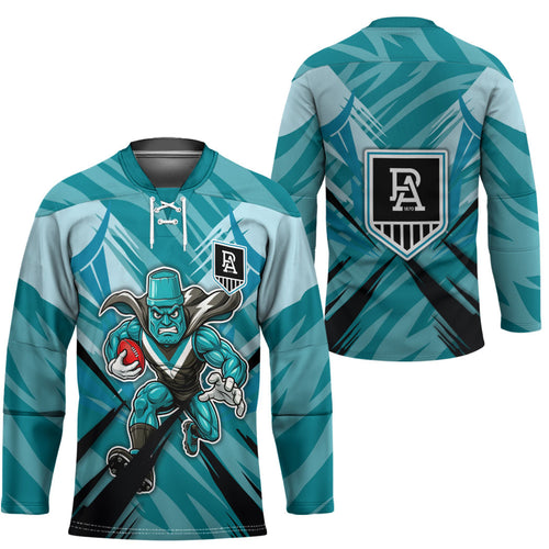Port Adelaide Power Australian Football Hockey Jersey Powerful Superhero Mascot - Bold Team Colors