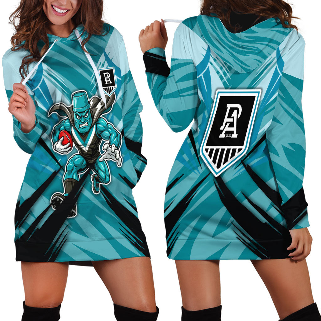 Port Adelaide Power Australian Football Hoodie Dress Powerful Superhero Mascot - Bold Team Colors