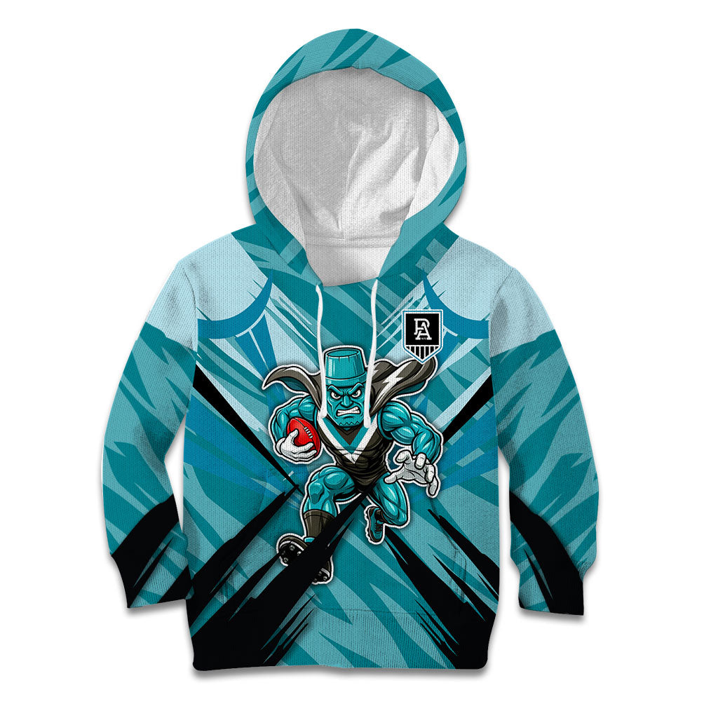 Port Adelaide Power Australian Football Kid Hoodie Powerful Superhero Mascot - Bold Team Colors