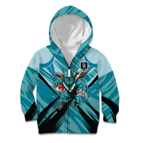 Port Adelaide Power Australian Football Kid Hoodie Powerful Superhero Mascot - Bold Team Colors