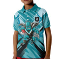 Port Adelaide Power Australian Football Kid Polo Shirt Powerful Superhero Mascot - Bold Team Colors
