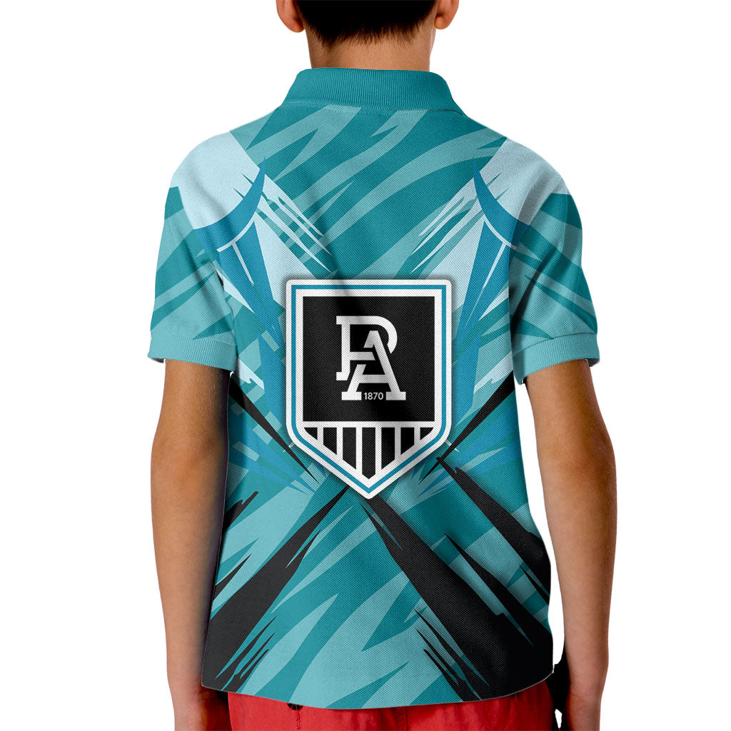 Port Adelaide Power Australian Football Kid Polo Shirt Powerful Superhero Mascot - Bold Team Colors