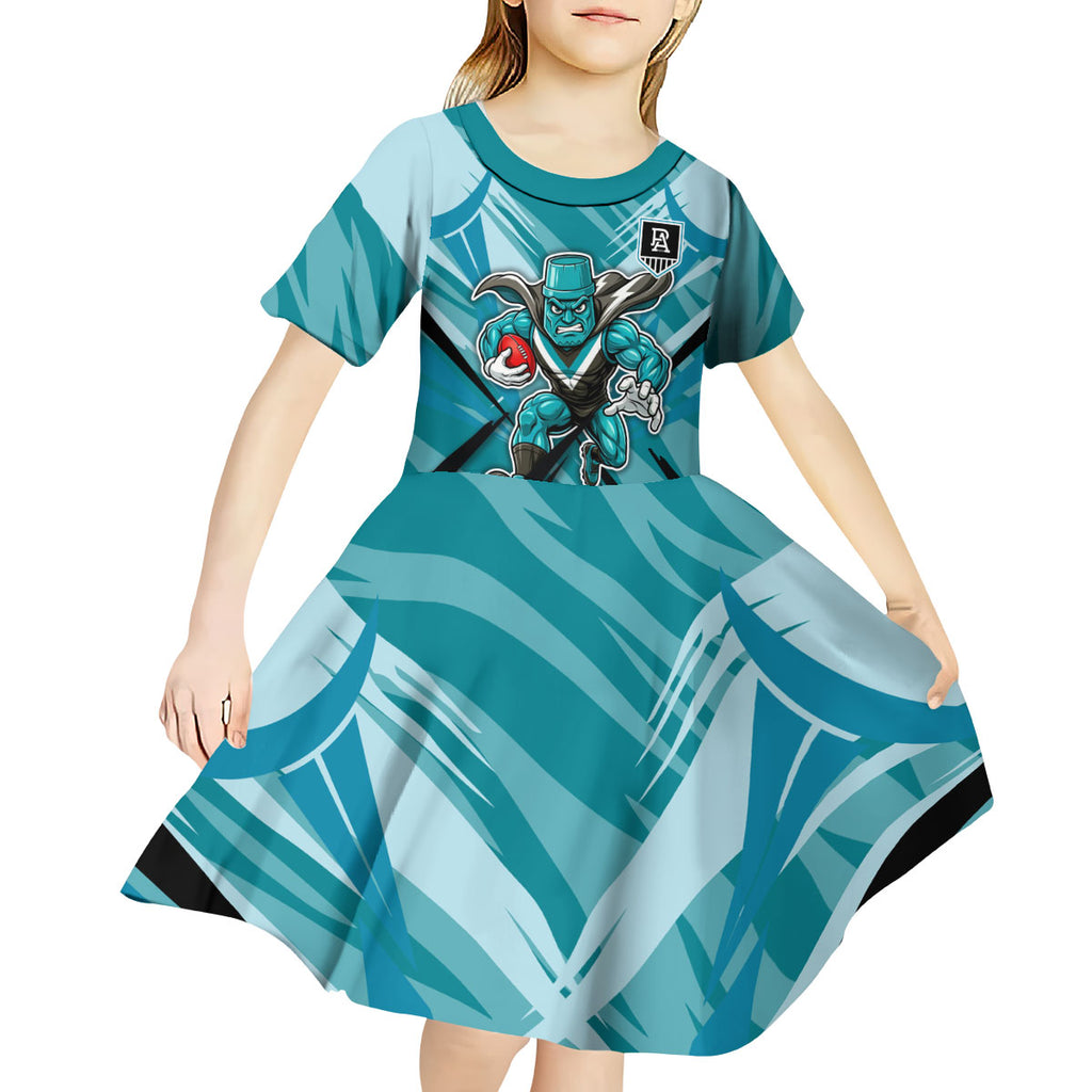 Port Adelaide Power Australian Football Kid Short Sleeve Dress Powerful Superhero Mascot - Bold Team Colors