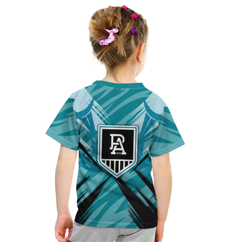 Port Adelaide Power Australian Football Kid T Shirt Powerful Superhero Mascot - Bold Team Colors
