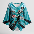 Port Adelaide Power Australian Football Kimono Sleeve Blouse Powerful Superhero Mascot - Bold Team Colors