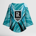 Port Adelaide Power Australian Football Kimono Sleeve Blouse Powerful Superhero Mascot - Bold Team Colors