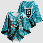 Port Adelaide Power Australian Football Kimono Sleeve Blouse Powerful Superhero Mascot - Bold Team Colors
