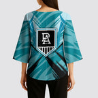 Port Adelaide Power Australian Football Kimono Sleeve Blouse Powerful Superhero Mascot - Bold Team Colors