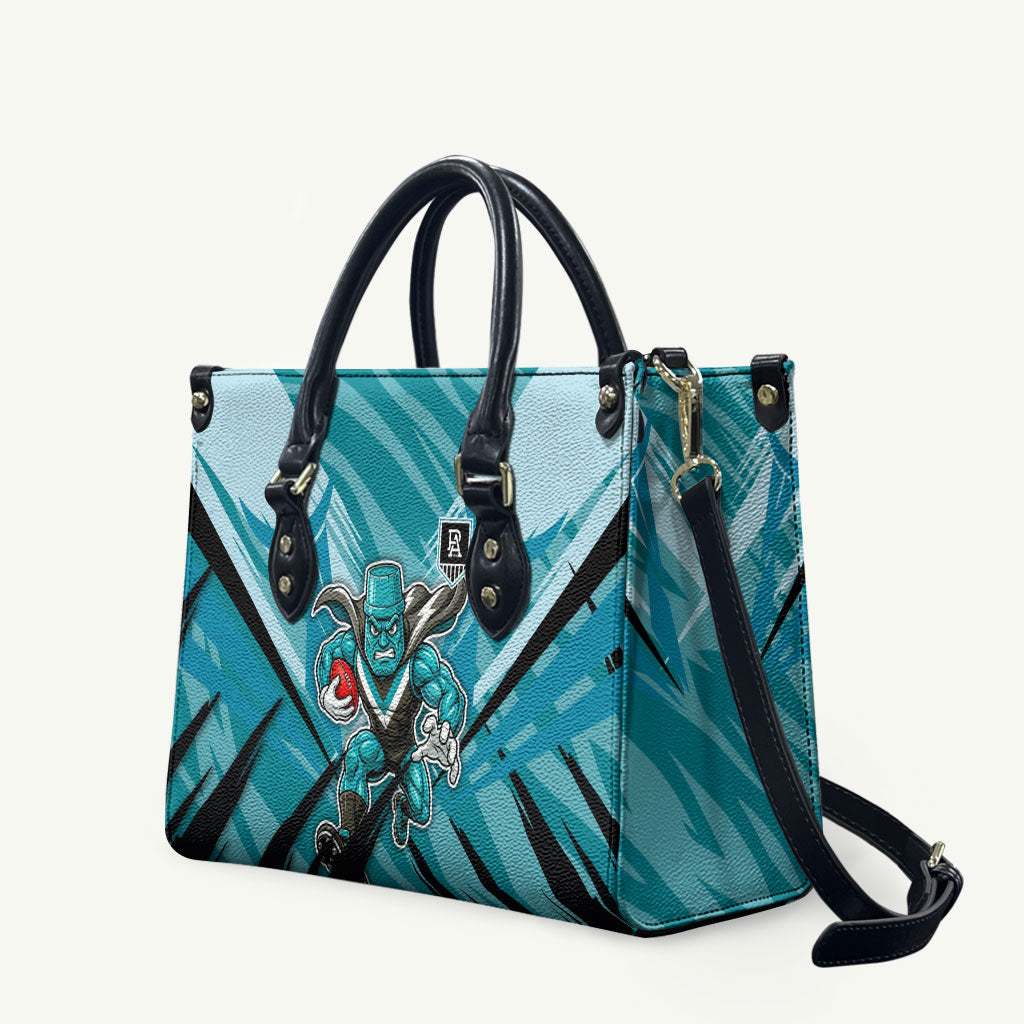 Port Adelaide Power Australian Football Leather Bag Powerful Superhero Mascot - Bold Team Colors