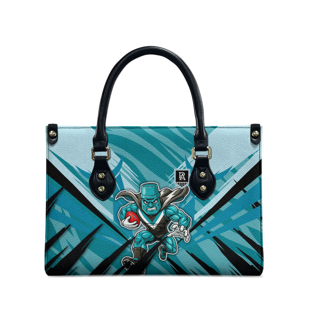 Port Adelaide Power Australian Football Leather Bag Powerful Superhero Mascot - Bold Team Colors