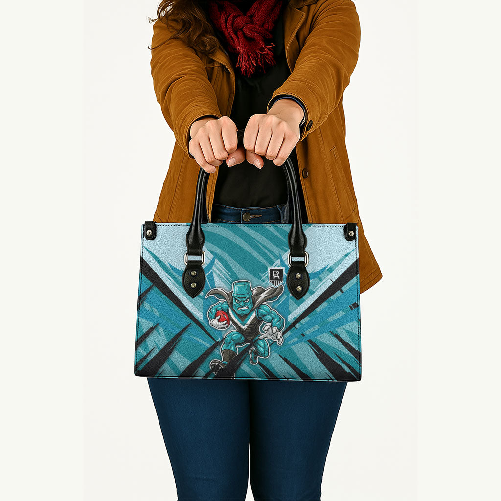Port Adelaide Power Australian Football Leather Bag Powerful Superhero Mascot - Bold Team Colors