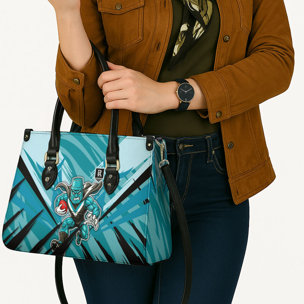 Port Adelaide Power Australian Football Leather Bag Powerful Superhero Mascot - Bold Team Colors