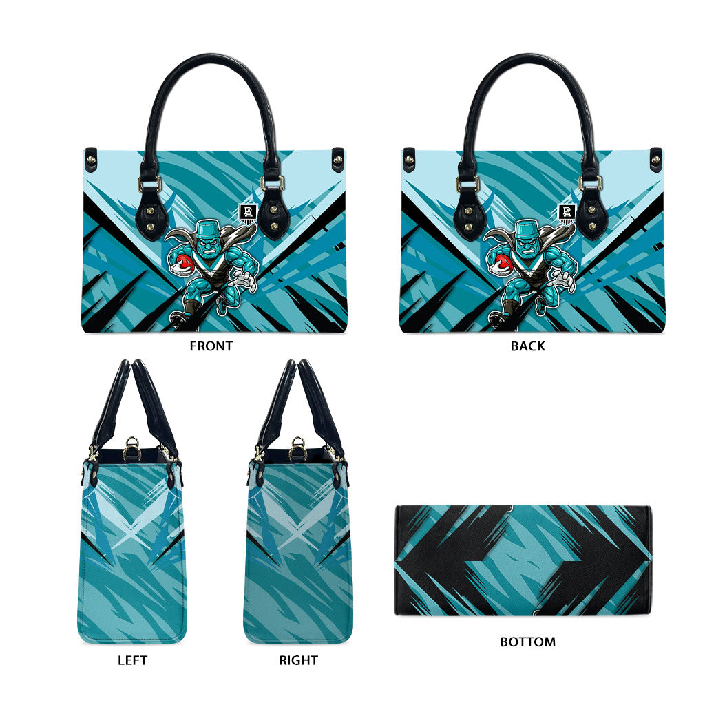 Port Adelaide Power Australian Football Leather Bag Powerful Superhero Mascot - Bold Team Colors