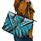 Port Adelaide Power Australian Football Leather Tote Bag Powerful Superhero Mascot - Bold Team Colors