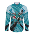 Port Adelaide Power Australian Football Long Sleeve Button Shirt Powerful Superhero Mascot - Bold Team Colors