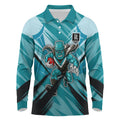 Port Adelaide Power Australian Football Long Sleeve Polo Shirt Powerful Superhero Mascot - Bold Team Colors