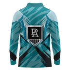 Port Adelaide Power Australian Football Long Sleeve Polo Shirt Powerful Superhero Mascot - Bold Team Colors